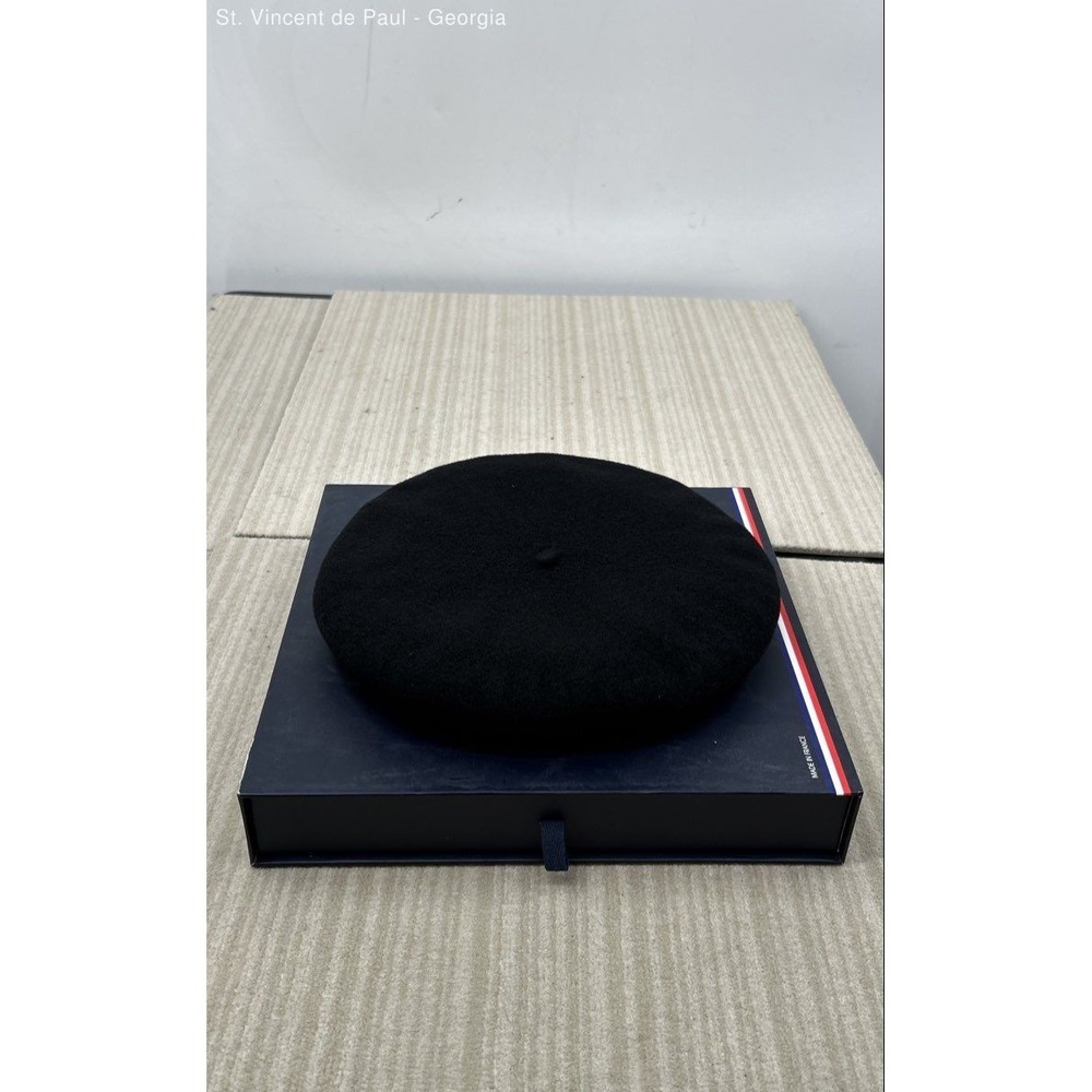 Black Wool French Beret, Héritage par Laulhere Beret De Luxe "Hoquy" Size 59 NEW